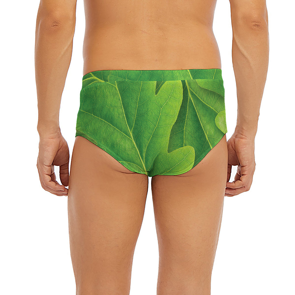 Green Oak Leaf Print Men's Briefs