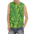Green Oak Leaf Print Men's Fitness Tank Top