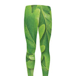 Green Oak Leaf Print Men's leggings