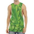 Green Oak Leaf Print Men's Muscle Tank Top