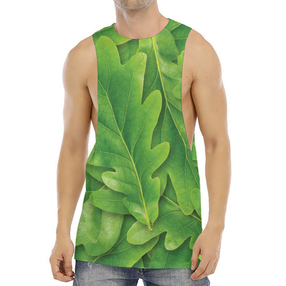 Green Oak Leaf Print Men's Muscle Tank Top