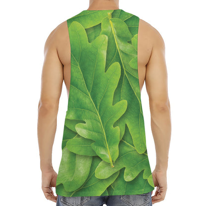 Green Oak Leaf Print Men's Muscle Tank Top