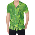 Green Oak Leaf Print Men's Shirt