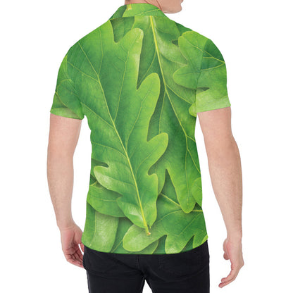 Green Oak Leaf Print Men's Shirt