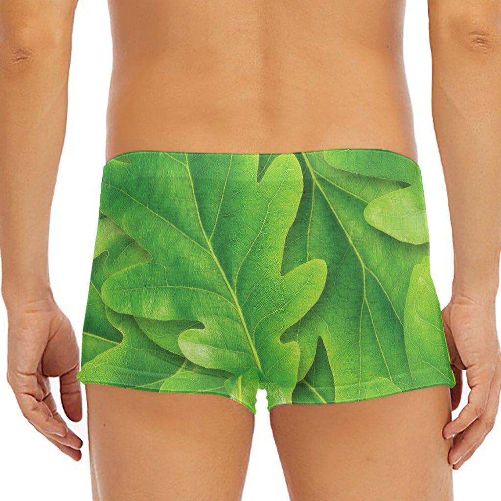 Green Oak Leaf Print Men's Short Boxer Briefs