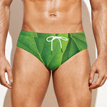 Green Oak Leaf Print Men's Swim Briefs