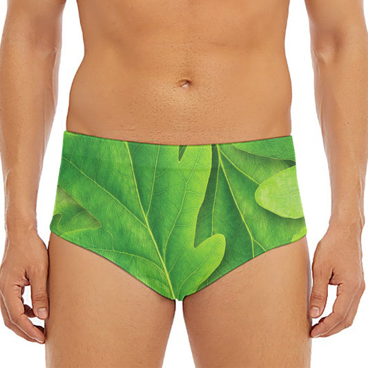 Green Oak Leaf Print Men's Triangle Swim Briefs