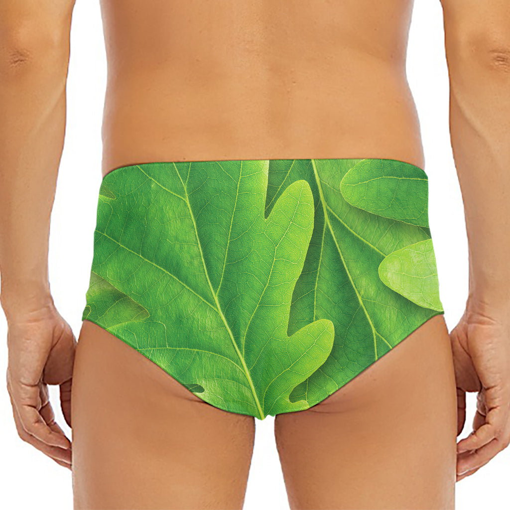 Green Oak Leaf Print Men's Triangle Swim Briefs