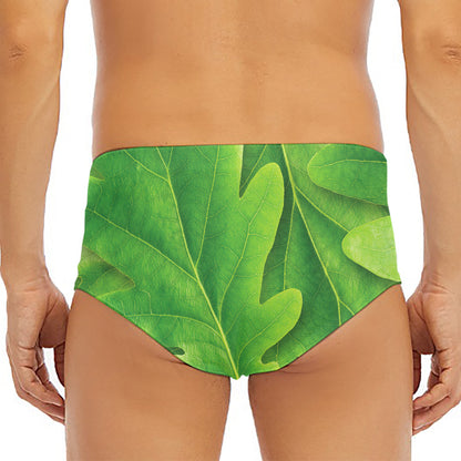 Green Oak Leaf Print Men's Triangle Swim Briefs