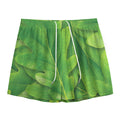 Green Oak Leaf Print Mesh Shorts
