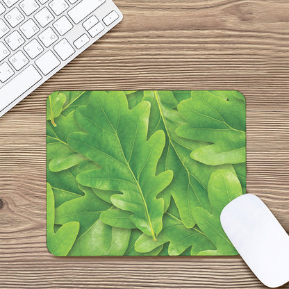 Green Oak Leaf Print Mouse Pad