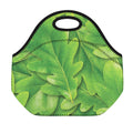 Green Oak Leaf Print Neoprene Lunch Bag