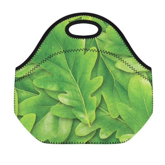 Green Oak Leaf Print Neoprene Lunch Bag