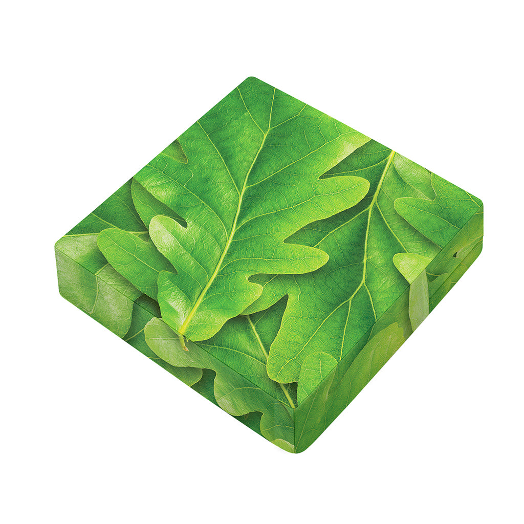 Green Oak Leaf Print Outdoor Seat Cushion Cover