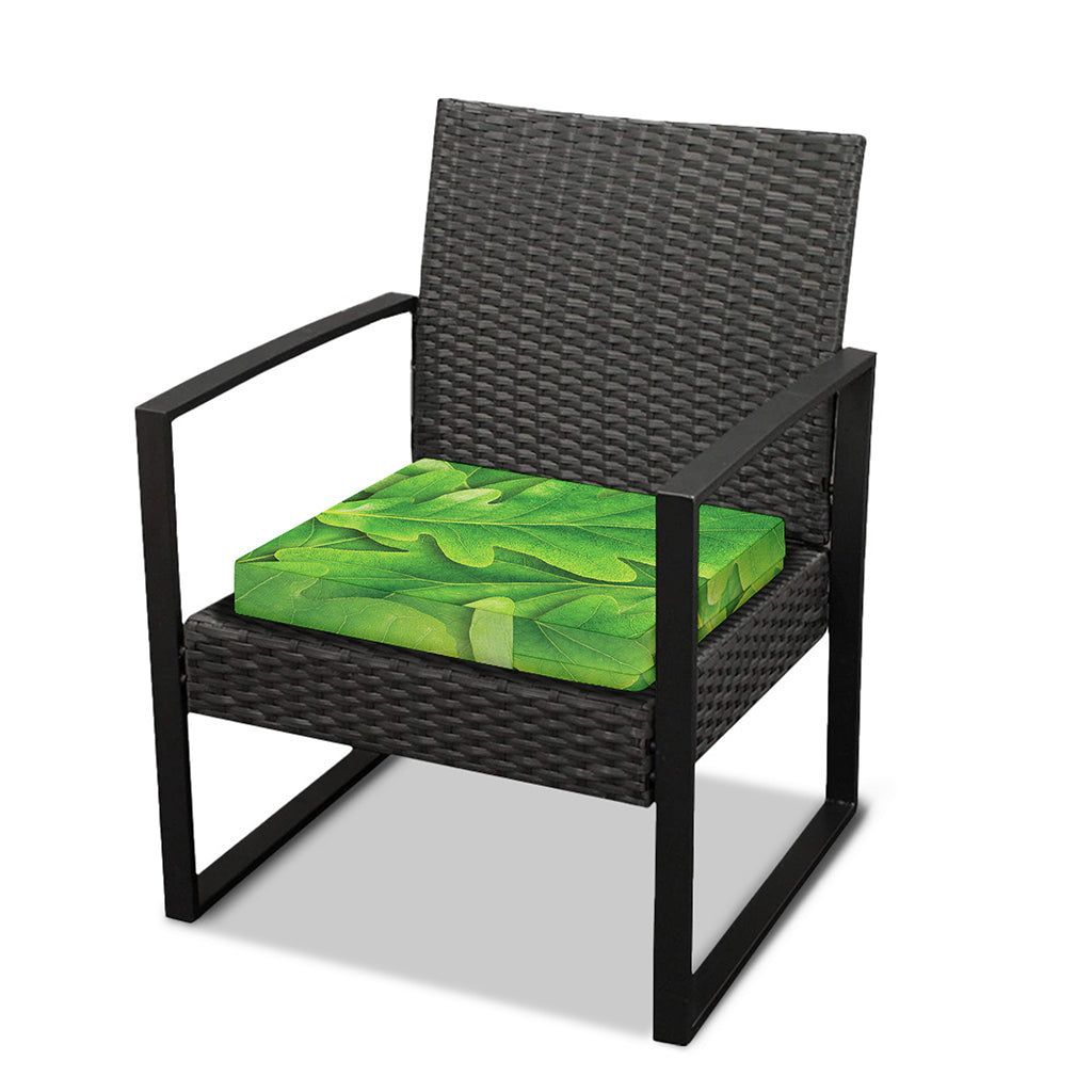 Green Oak Leaf Print Outdoor Seat Cushion Cover
