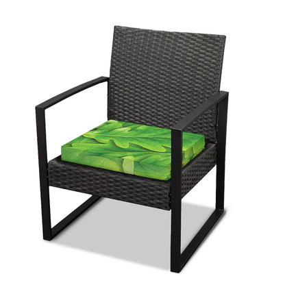 Green Oak Leaf Print Outdoor Seat Cushion Cover