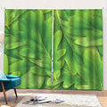 Green Oak Leaf Print Pencil Pleat Curtains