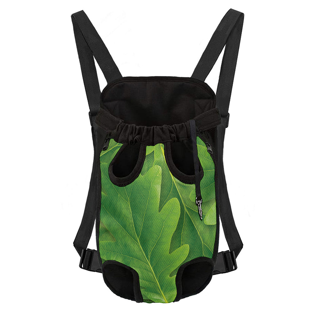Green Oak Leaf Print Pet Carrier Backpack