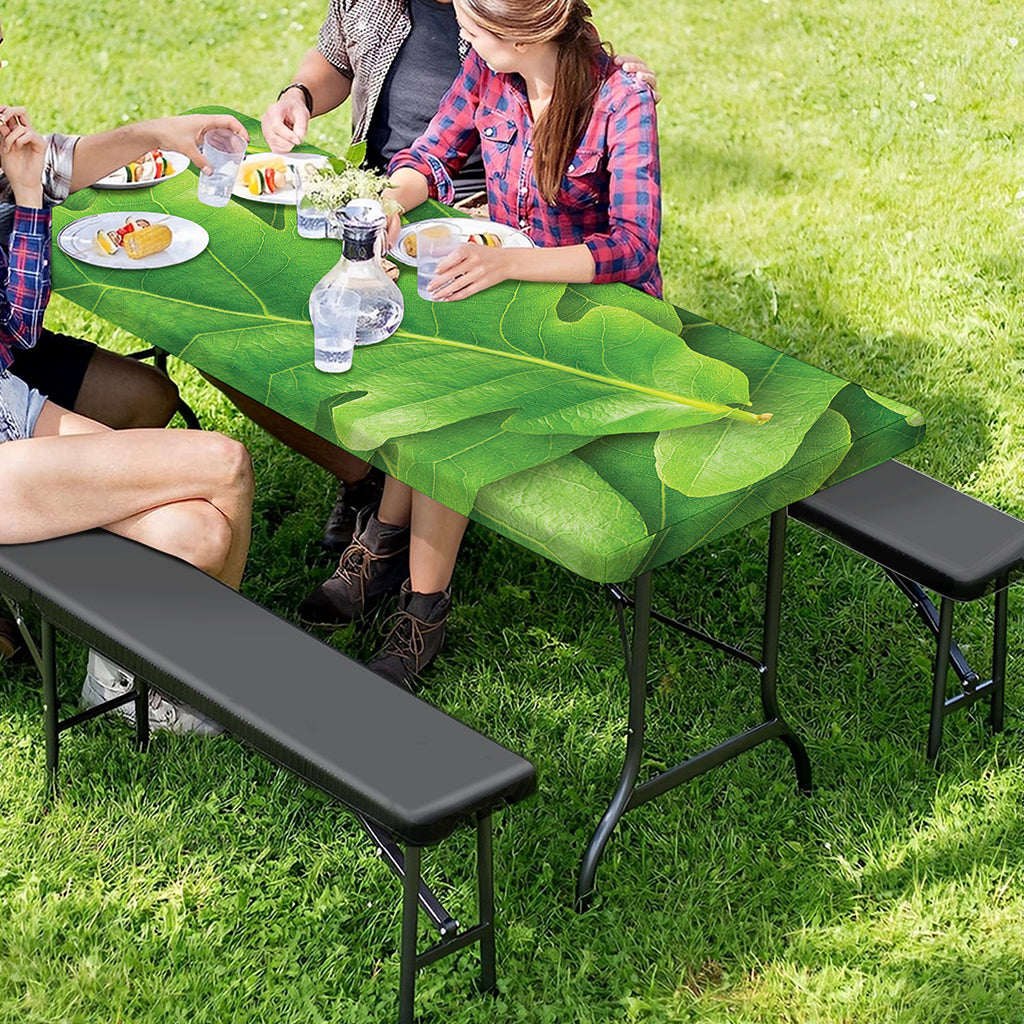 Green Oak Leaf Print Picnic Table Cover