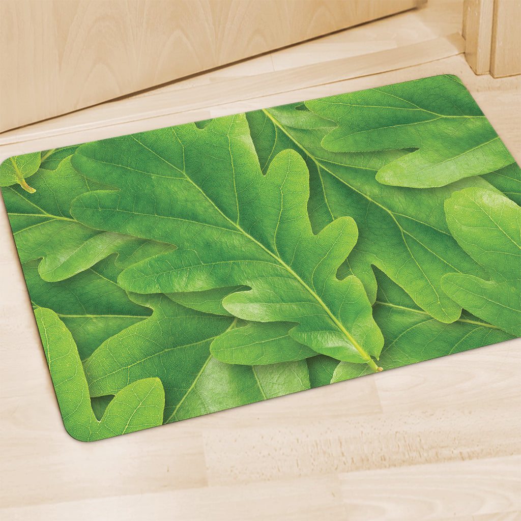 Green Oak Leaf Print Polyester Doormat