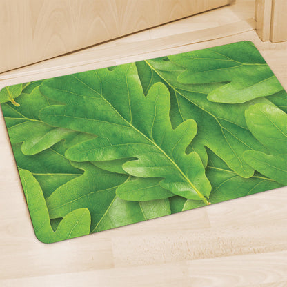 Green Oak Leaf Print Polyester Doormat