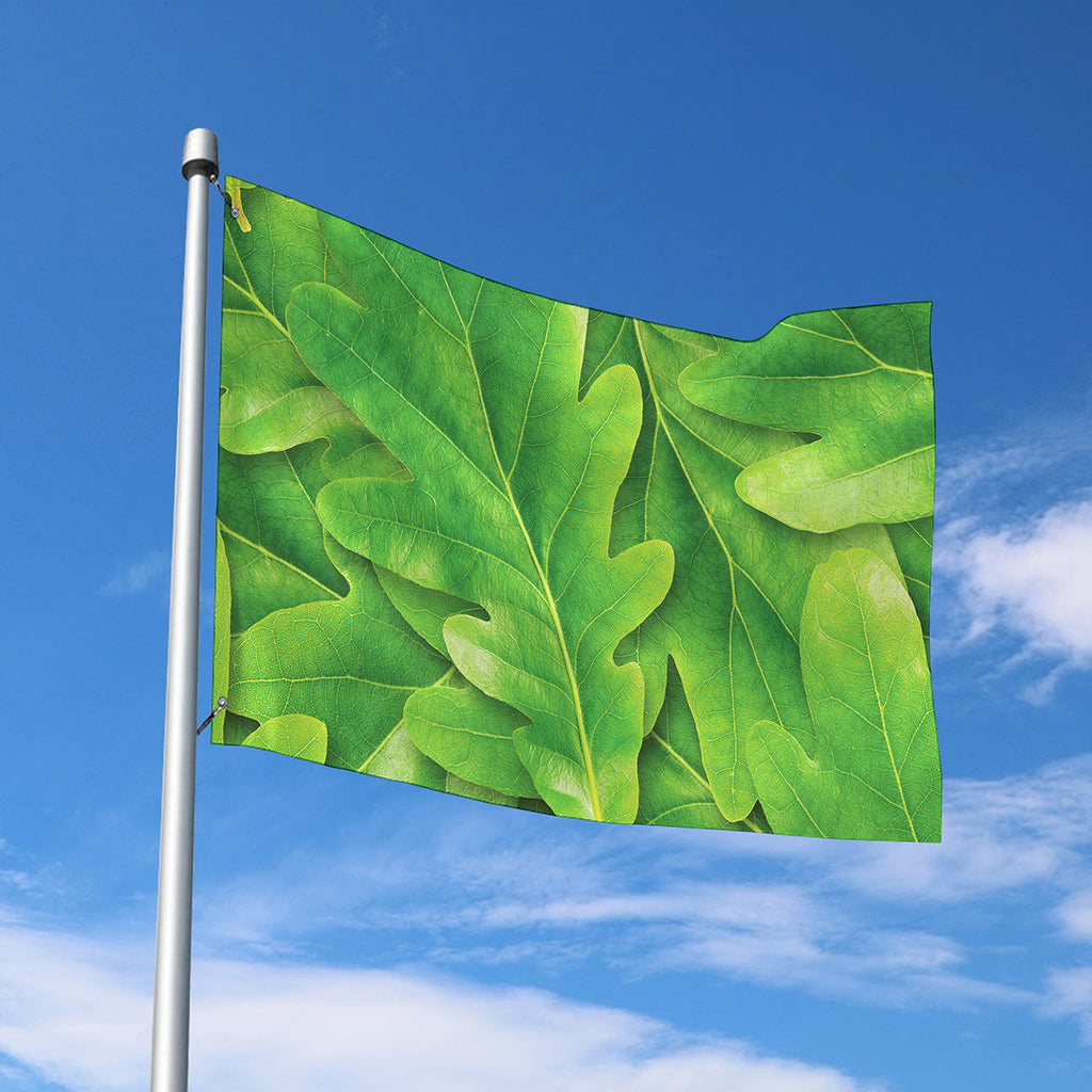 Green Oak Leaf Print Polyester Flag