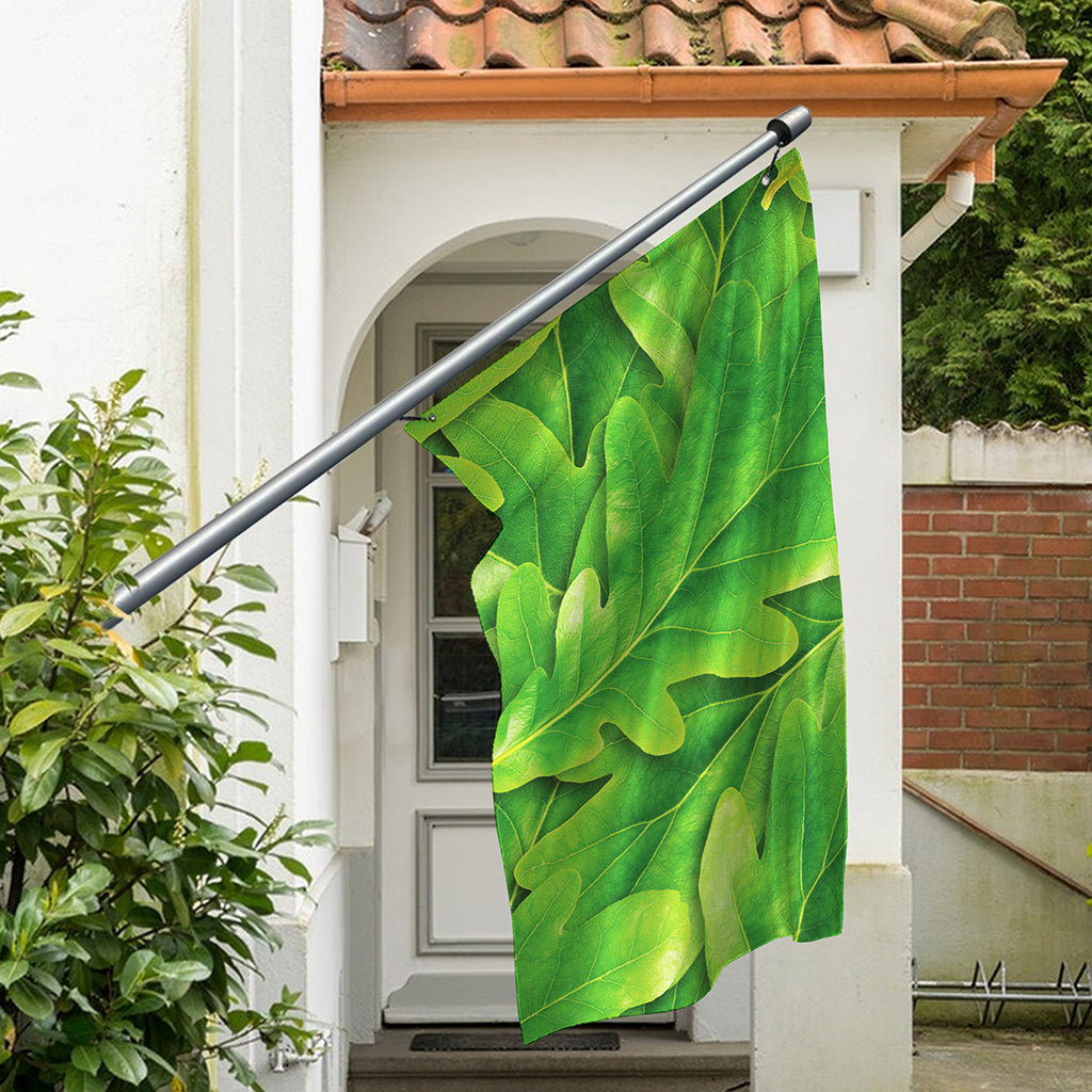 Green Oak Leaf Print Polyester Flag