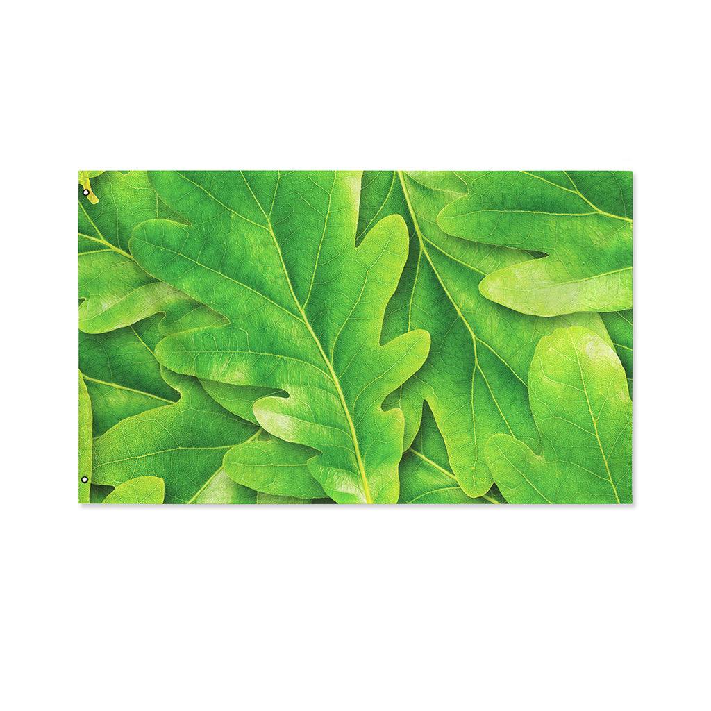 Green Oak Leaf Print Polyester Flag