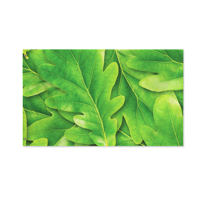 Green Oak Leaf Print Polyester Flag
