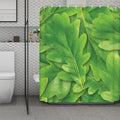 Green Oak Leaf Print Polyester Shower Curtain