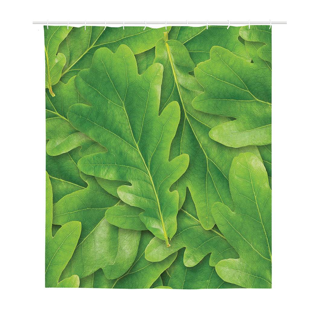 Green Oak Leaf Print Polyester Shower Curtain