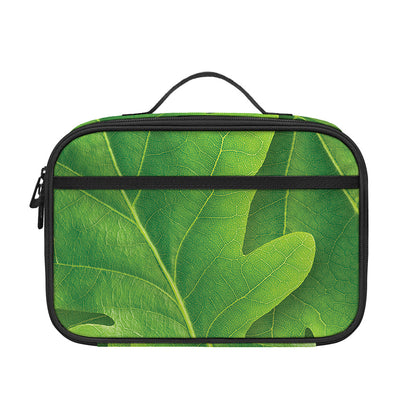 Green Oak Leaf Print Portable Lunch Bag