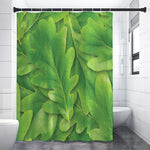 Green Oak Leaf Print Premium Shower Curtain