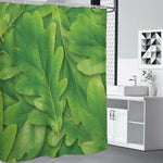 Green Oak Leaf Print Premium Shower Curtain