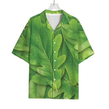 Green Oak Leaf Print Rayon Hawaiian Shirt