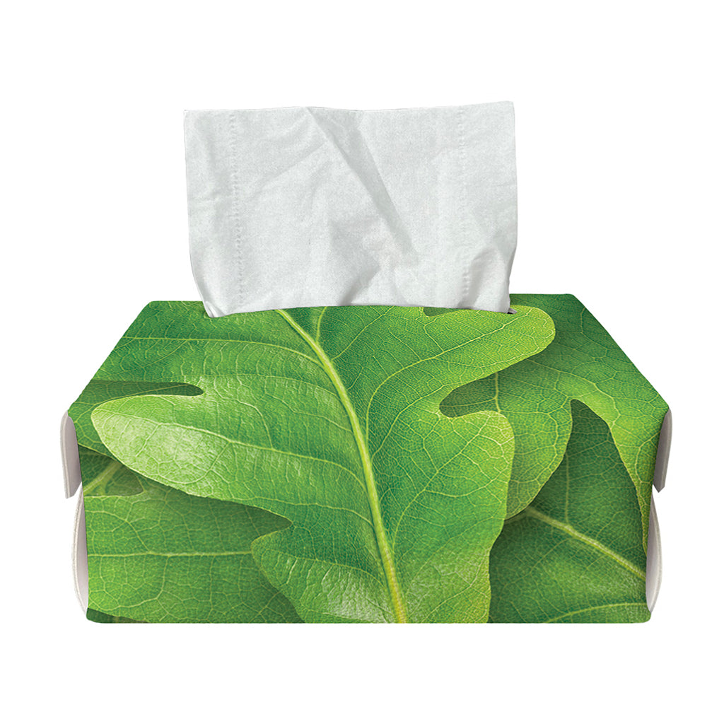 Green Oak Leaf Print Rectangle Tissue Box Cover