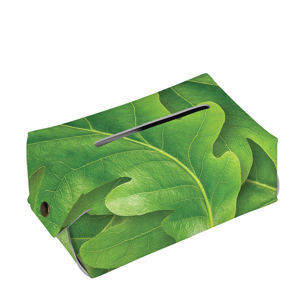 Green Oak Leaf Print Rectangle Tissue Box Cover