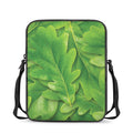 Green Oak Leaf Print Rectangular Crossbody Bag