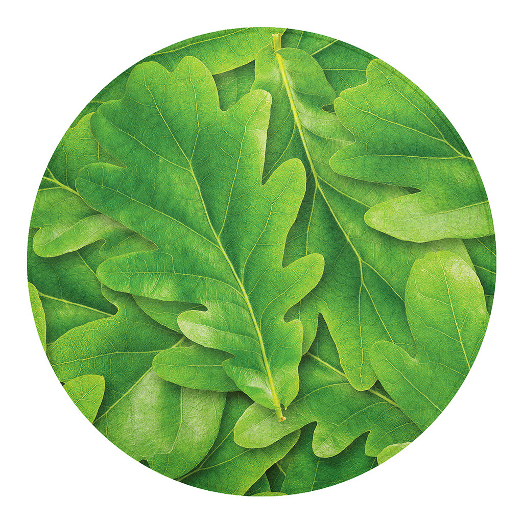 Green Oak Leaf Print Round Blanket