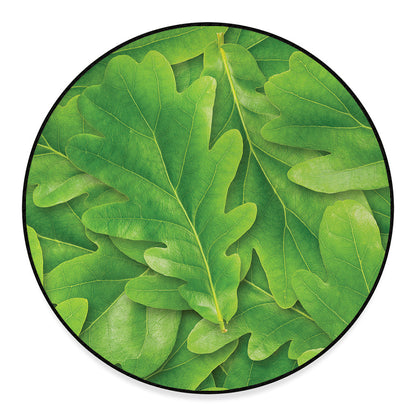 Green Oak Leaf Print Round Floor Mat