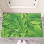Green Oak Leaf Print Rubber Doormat
