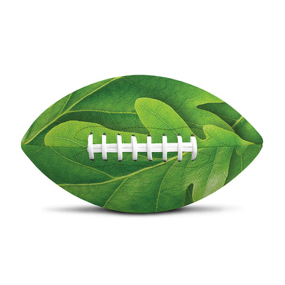 Green Oak Leaf Print Rugby Ball