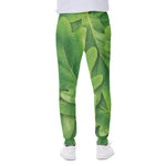 Green Oak Leaf Print Scuba Joggers