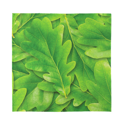 Green Oak Leaf Print Silk Bandana