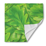 Green Oak Leaf Print Silk Bandana