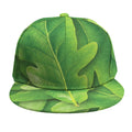 Green Oak Leaf Print Snapback Cap