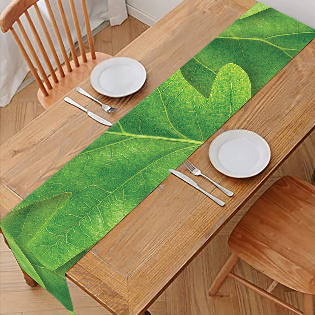 Green Oak Leaf Print Table Runner