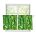 Green Oak Leaf Print Tier Curtains