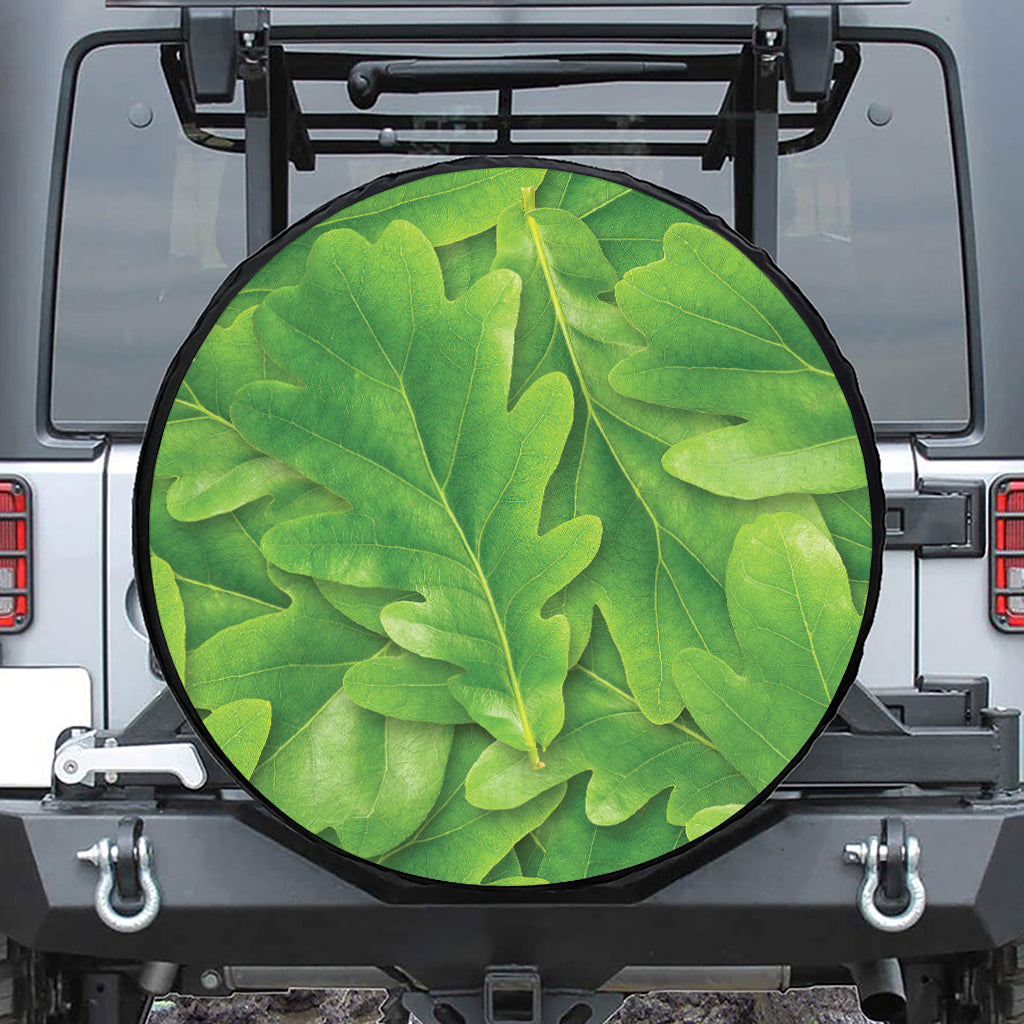 Green Oak Leaf Print Tire Cover