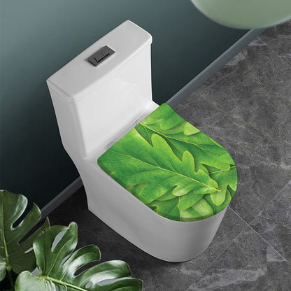 Green Oak Leaf Print Toilet Lid Cover